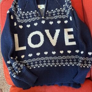 LOVE, Aerie Navy and White knit zip up neck, LOVE winter Sweater